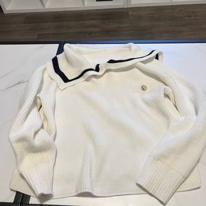 Sailor style thick white cable sweater